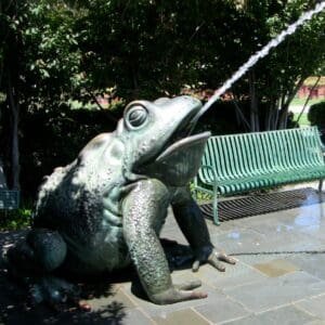 Brass Bronze Frog Water Fountain Statue with Verdigris