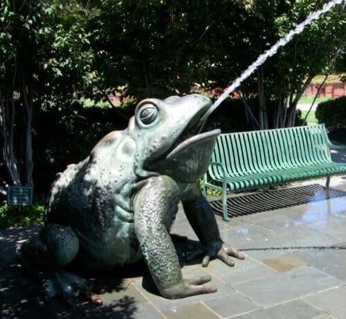 Brass Bronze Frog Water Fountain Statue with Verdigris