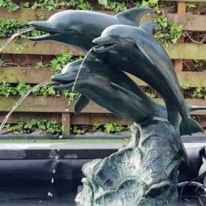 Monumental Solid Bronze Outdoor Sculpture Dolphin Water Fountain