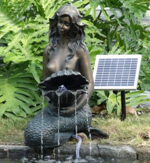 Bronze Water Fountain Statue of Mermaid on Rock