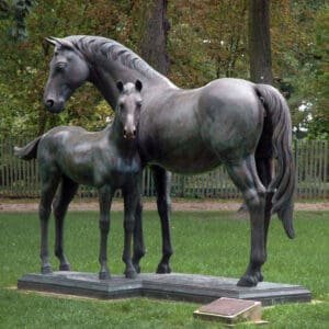 Vintage Brass Bronze Statue of horse Mother and Foal