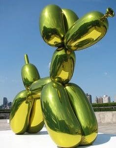 Jeff Koons Balloon Dog Sculpture Stainless Steel With Transparent Color Coating