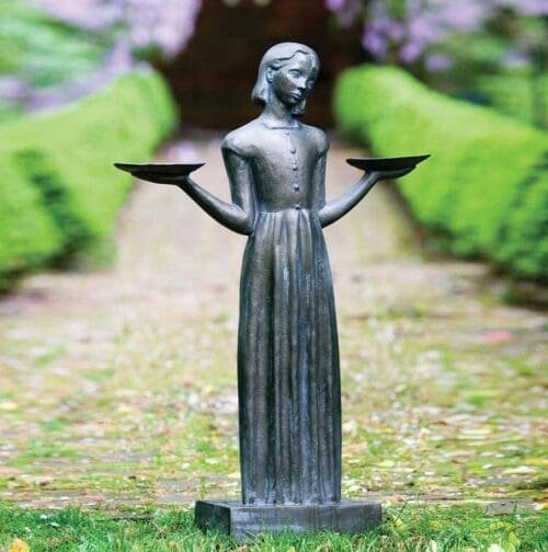 Vivid Bronze Bird Girl Statue Savannah for Garden