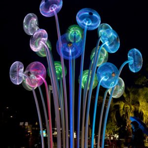 Public Stainless Steel Scupture Bubble Forest With Light Art