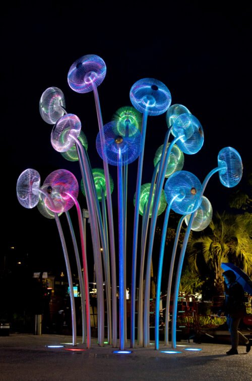 Public Stainless Steel Scupture Bubble Forest With Light Art