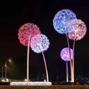 Large Outdoor Sculptures Dandelion Statue With Light Art