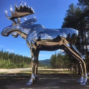 Stainless Steel Mirror Polished Metal Moose Sculpture