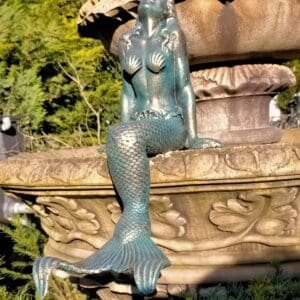 Charming And Solid Bronze Sculpture Of A Seated Mermaid