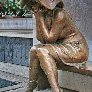 Bronze Statue Life Size Seated Peasant Girl