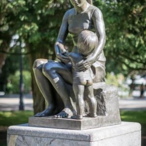 Maternidad Brass Bronze Statue Of Mother With Her Child