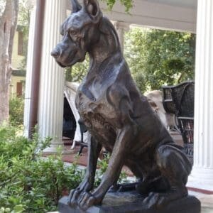 Bronze Statue Doberman Pinscher On Guard