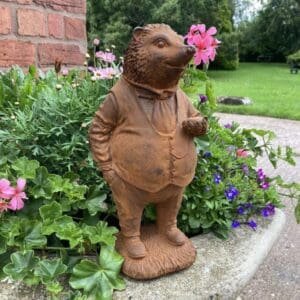 Metal Rusty Cast Iron Mr Hedgehog Statue