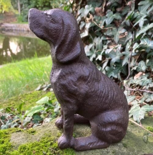 Metal Garden Ornament Sitting Dog Statue