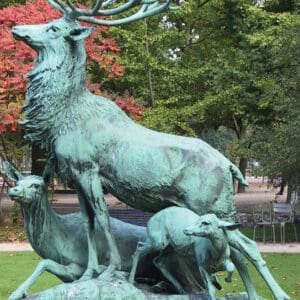 Life Size Casting Bronze Deer Family Statue