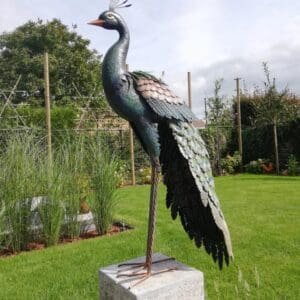 Outdoor Garden Sculpture Iron Peacock