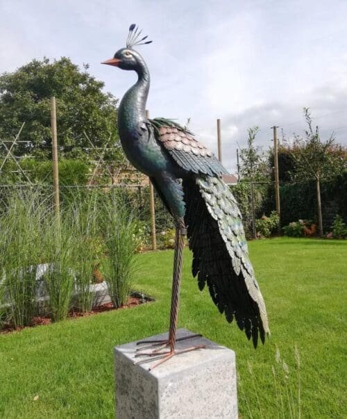 Outdoor Garden Sculpture Iron Peacock