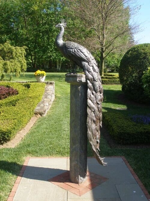 Bronze Figure Life-Sized Peacock Sculpture