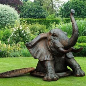 Outdoor Animal Sculpture Bronze Sitting Elephant Statues 