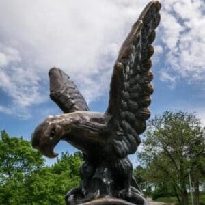 Bronze Statue Of A Spreading Wings Eagle Catching A Snake