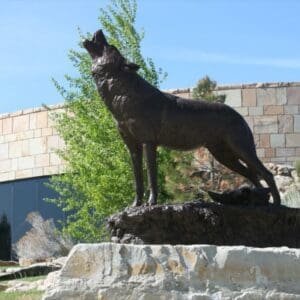 Bronze Statue A Howling Wolf Sculpture