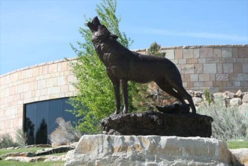 Bronze Statue A Howling Wolf Sculpture