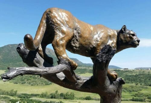 Wildlife Sculpture Bronze Statue A Climbing Lioness