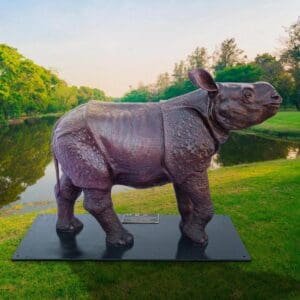 Life Size Animal Statue Wild Baby Rhino Bronze Sculpture