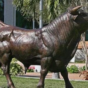 Large Cast Bronze Bull Statue Bison Scuplture