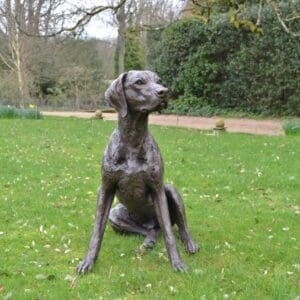 Outdoor Casting Bronze Statue Sitting Pointer Dog Sculpture