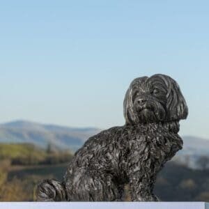 Life-Size Bronze Sitting Maltese Terrier Sculpture