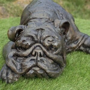 Garden Sculpture Bronze Lying English Bulldog Sculpture