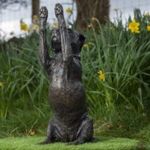 Life Size Bronze Sculpture Staffie Waving Paws Statue