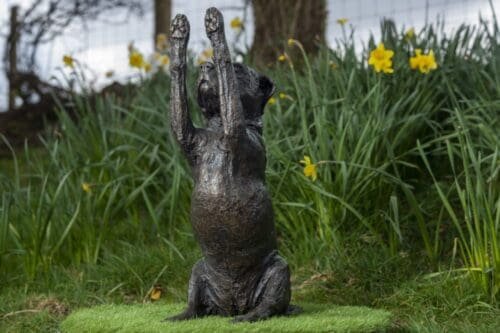 Life Size Bronze Sculpture Staffie Waving Paws Statue