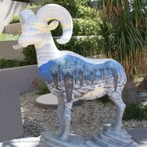 Life-Size Fiberglass Bighorn Sheep Sculptures