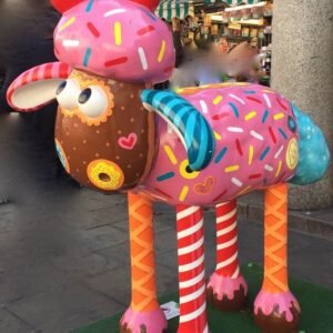 Custom Fiberglass Statue Painted Resin Sheep Sculpture